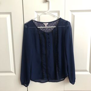 Candies long sleeve navy top
